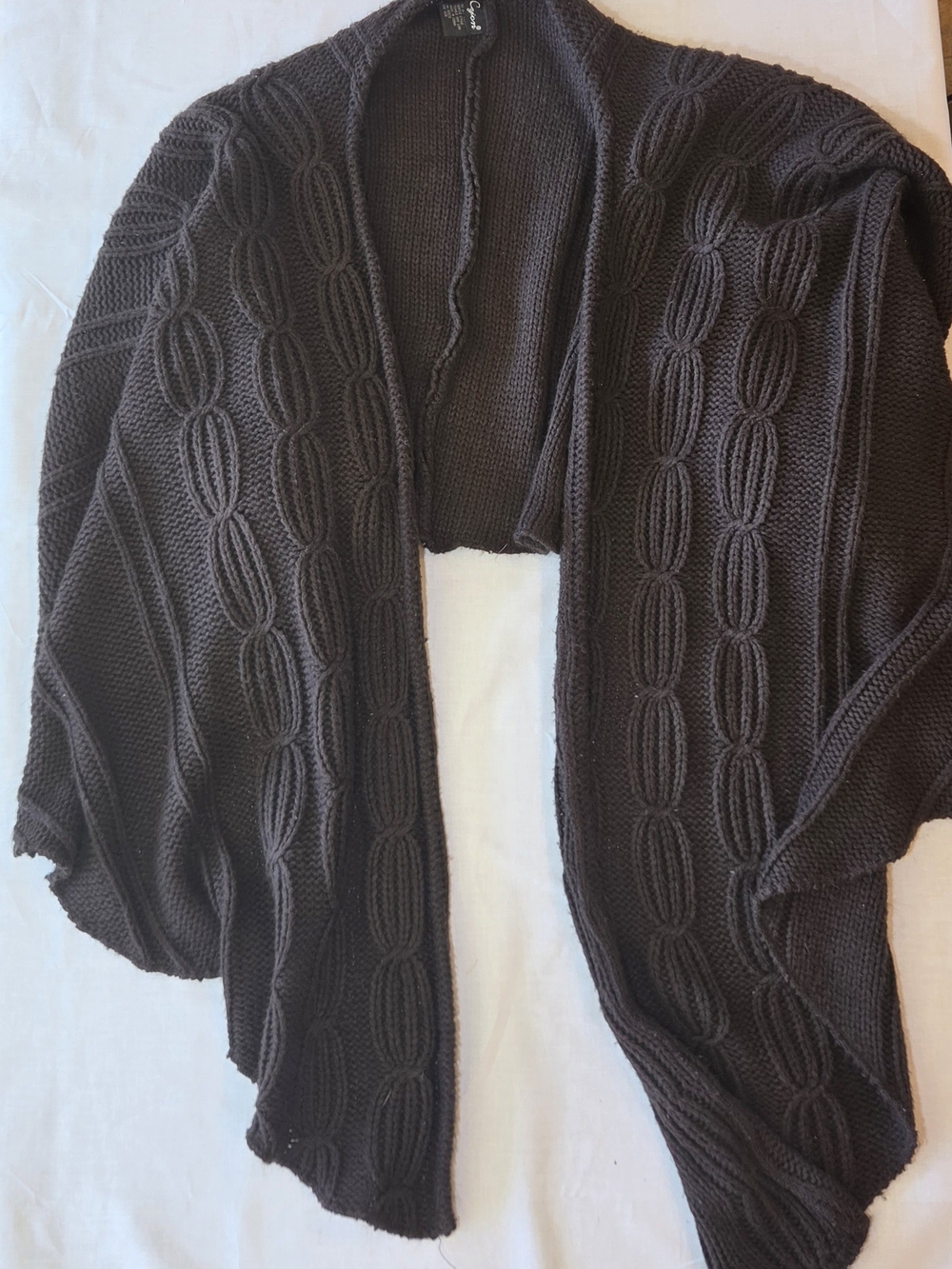 Cejon Chocolate Cable Knit Open-Front Poncho Shrug FairyFall Balletcore Hygge